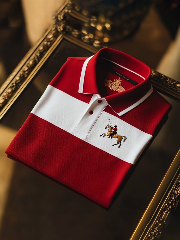 Camisa polo clásico ejecutivo Check Logo Button de manga corta para hombre
