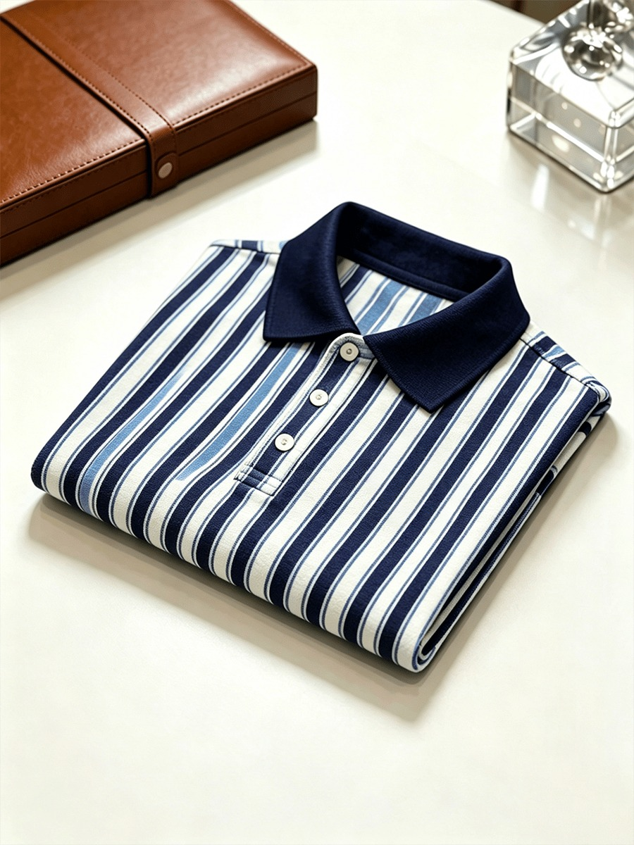 Camisa polo ejecutivo Colorblock a cuadros estampado para hombre