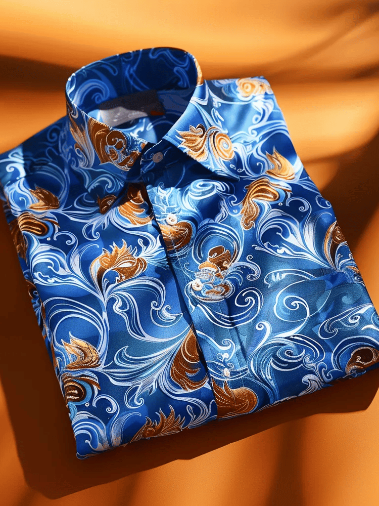 Camisa de lujo vintage de manga larga para hombre