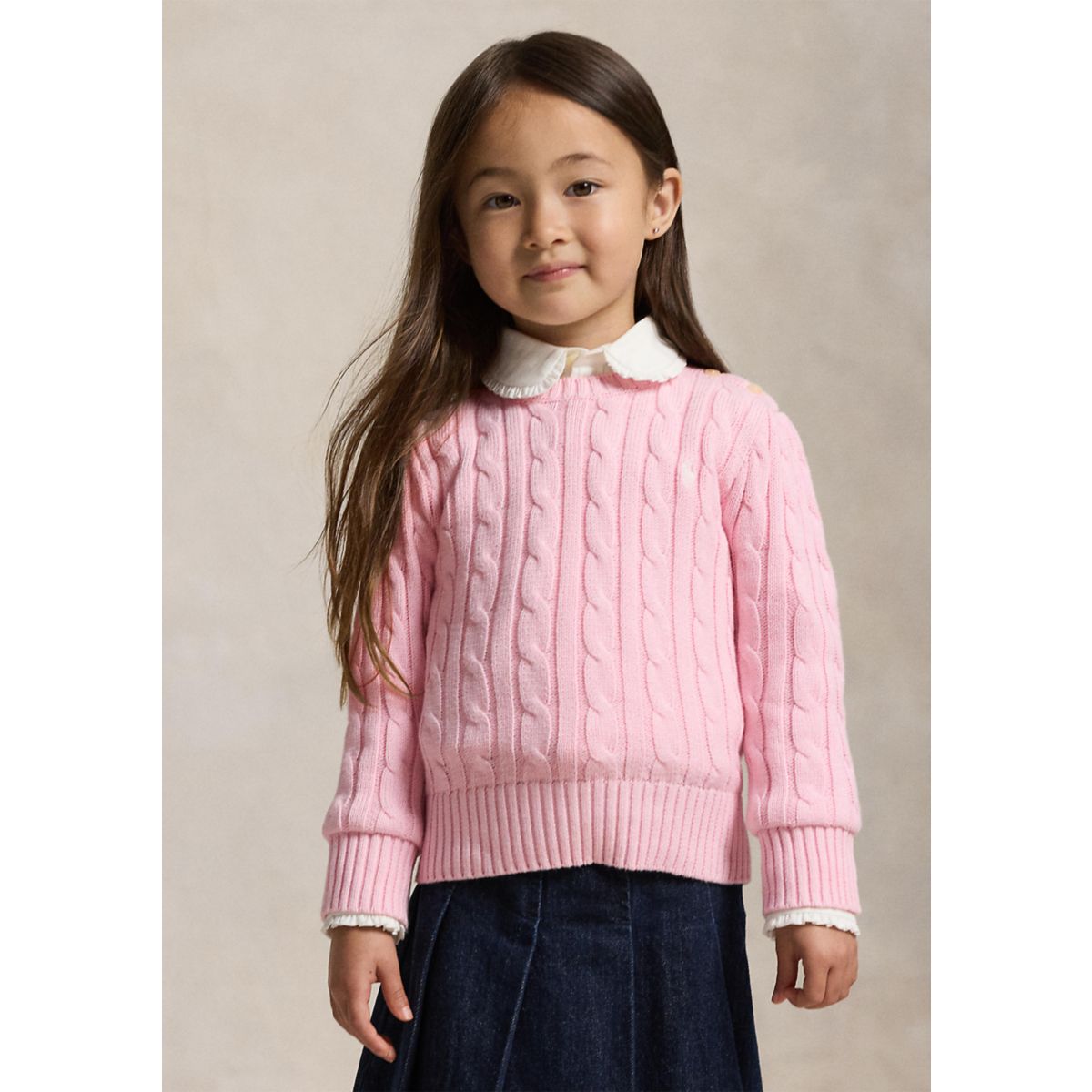 Girls 2-6x Cable-Knit Cotton Sweater - 1