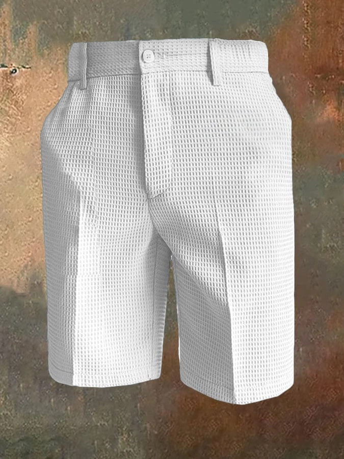 para hombre All-Match de color sólido Waffle Zipper pantalón