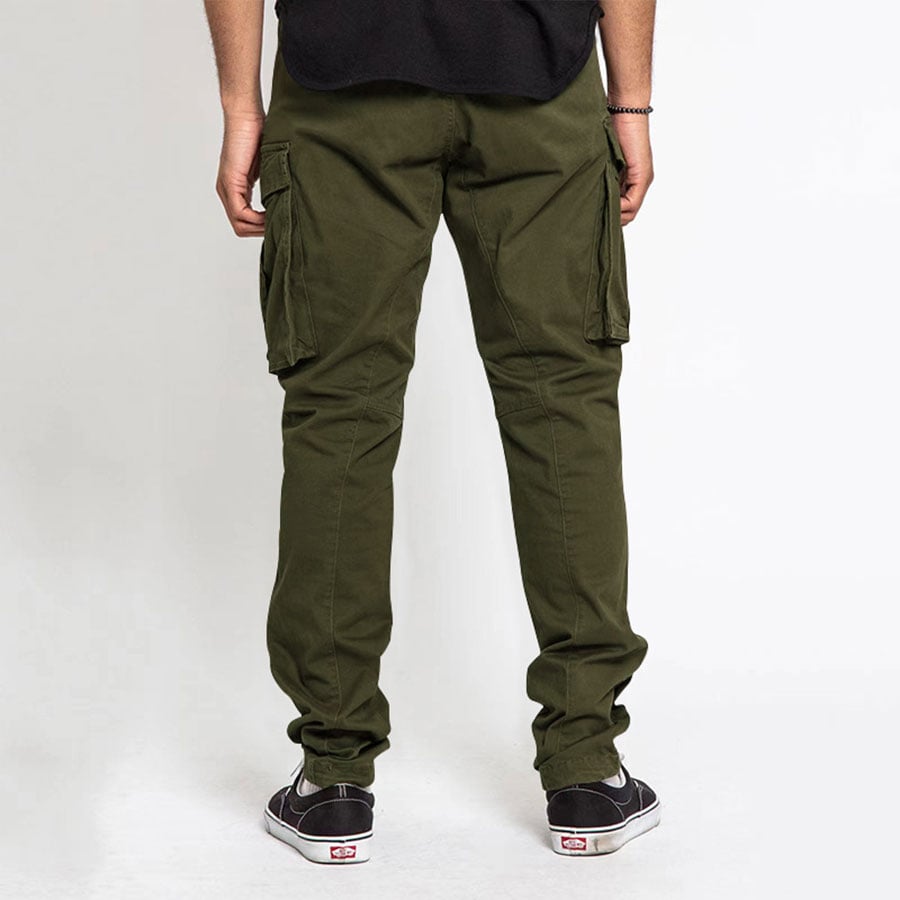 Pantalón de color sólido Multi bolsillo casual Cargo para hombre