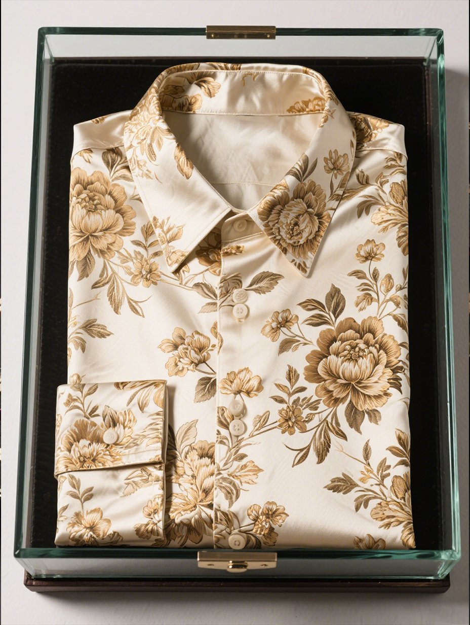Camisa satén Luxe de manga larga con botones para hombre