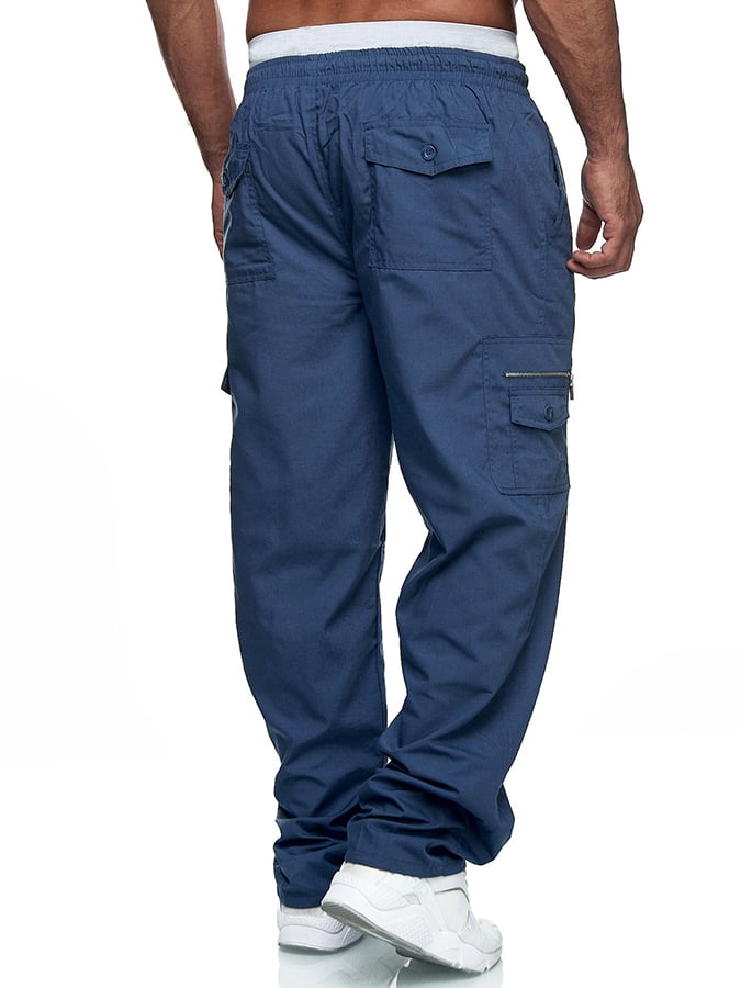 Pantalón Fitness Multi bolsillo holgado Straight Cargo casual