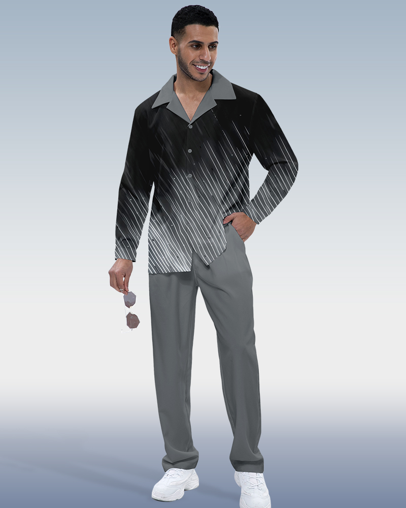 Camisa Suitmens Gradient estampado de manga larga Walking Suit 321 para hombre