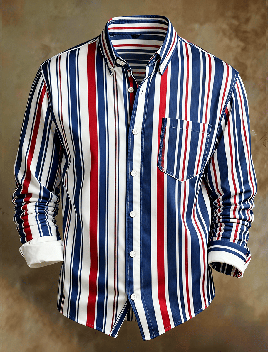 Camisa retro Abstract Art estampado Comfortable ejecutivo Style para hombre
