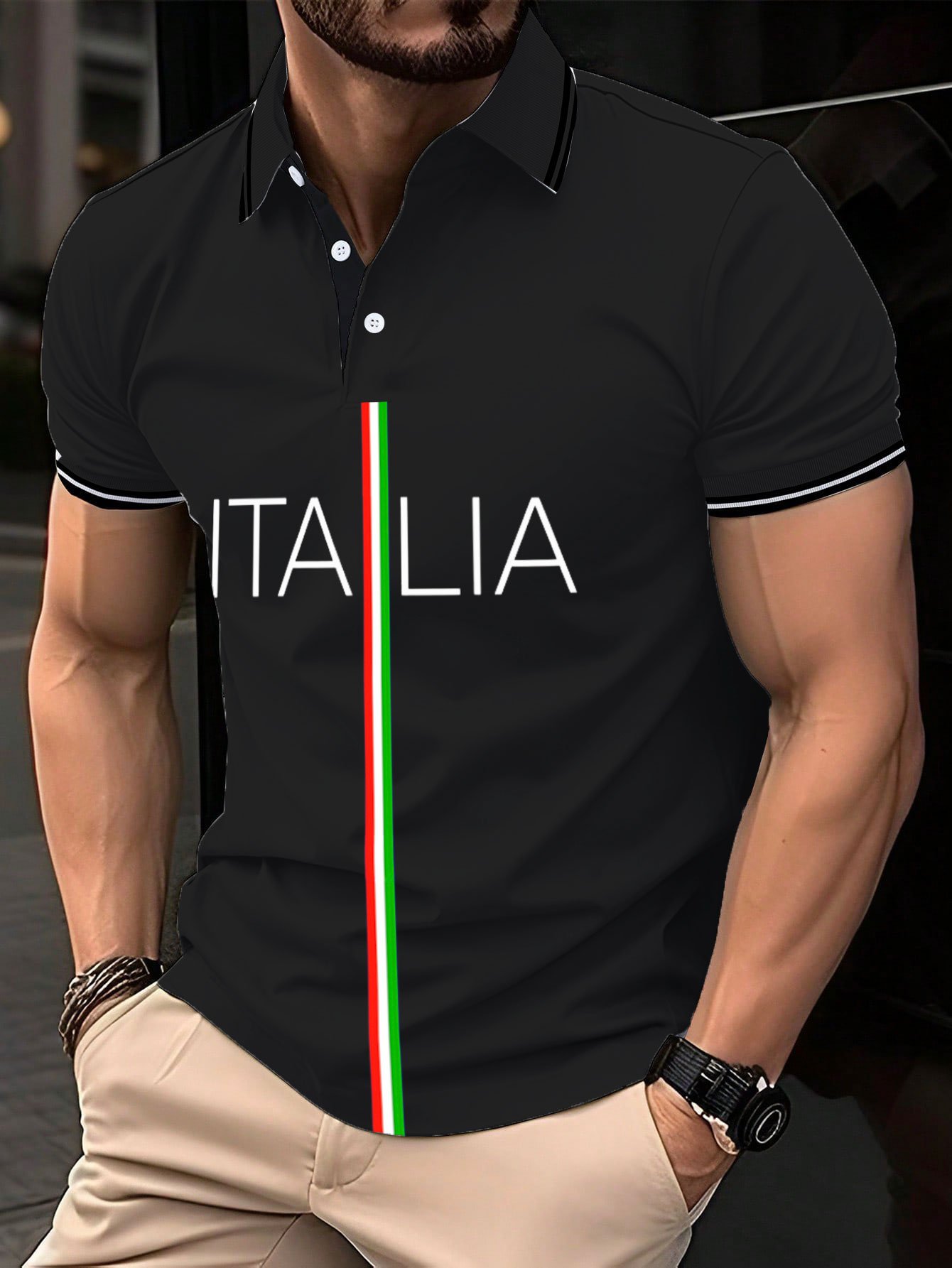para hombre "Italy" estampado camisa polo