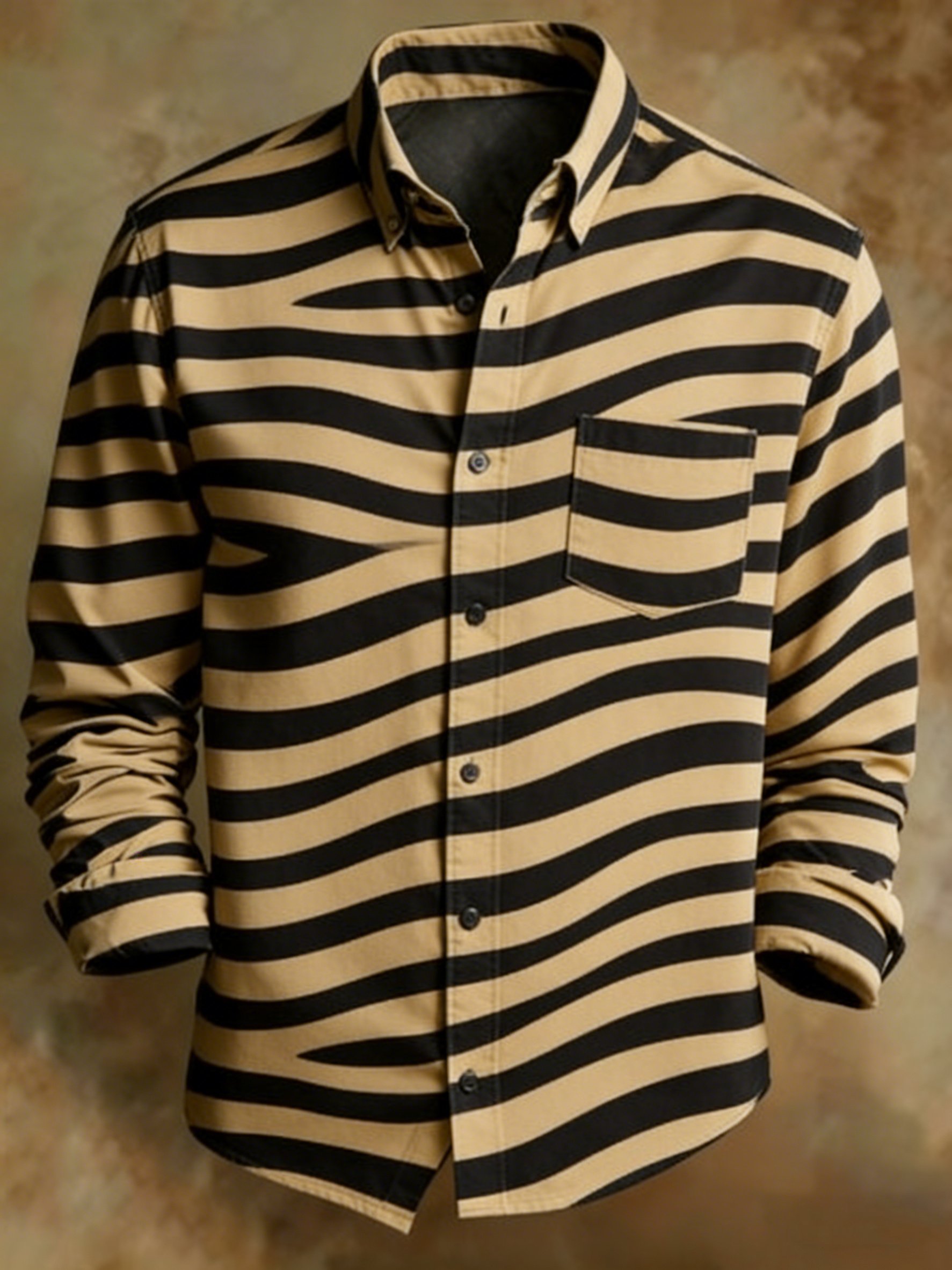 Camisa retro Abstract Art estampado diseño ejecutivo Style para hombre