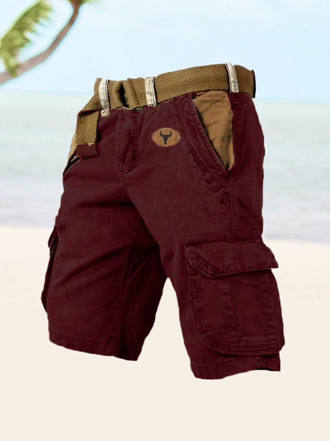 para hombre vintage Multi-Pocket estampado Cargo shorts