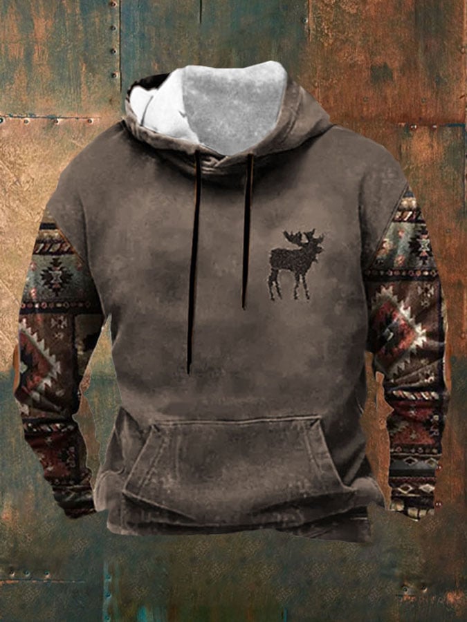 Sudadera casual Western estampado de manga larga Hooded para hombre
