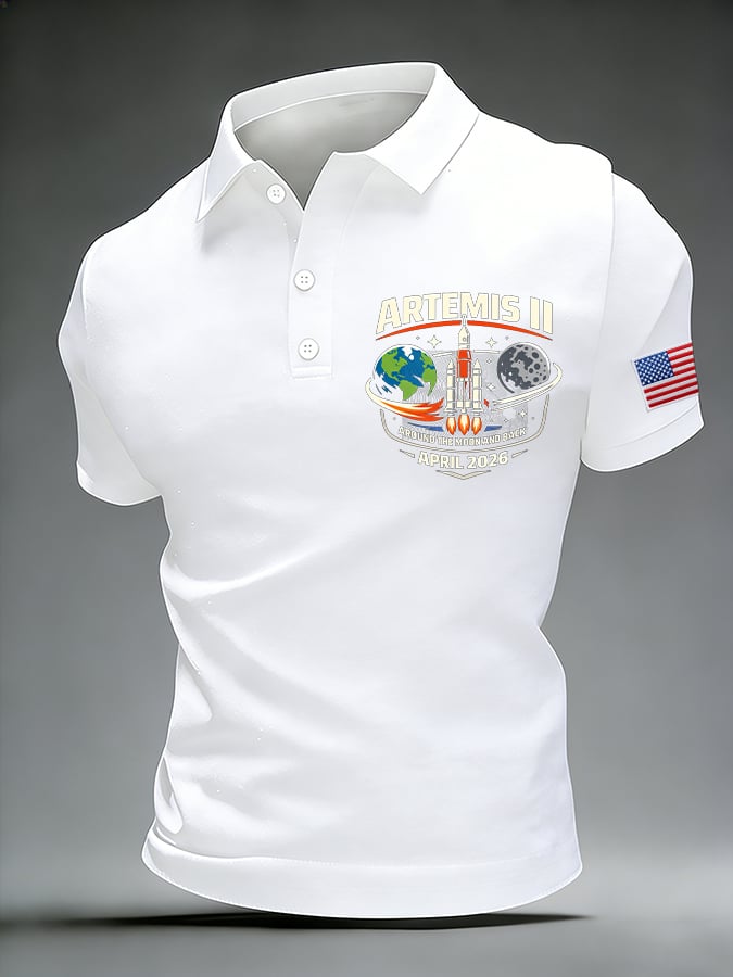 Camisa polo Around The Moon And Back estampado para hombre