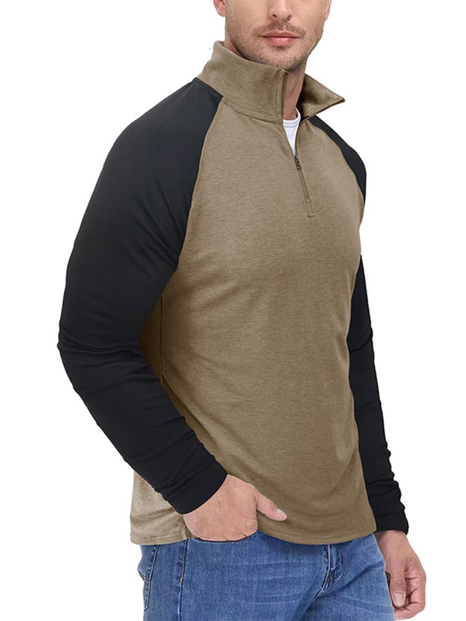 Camisa polo Sports casual Colorblocking de manga larga Half Zip