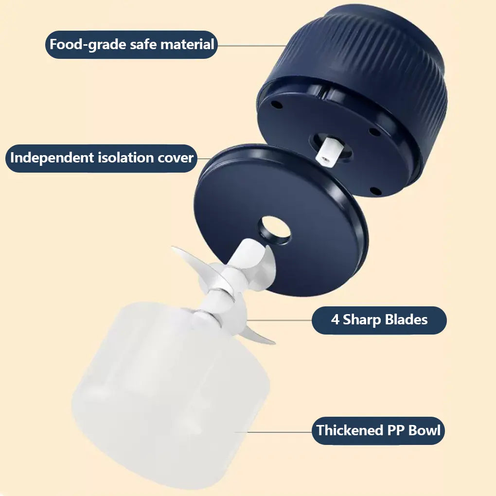 Cordless 300ML Electric Food Chopper With 4 Sharp Blades For Garlic Vegetables And Meat