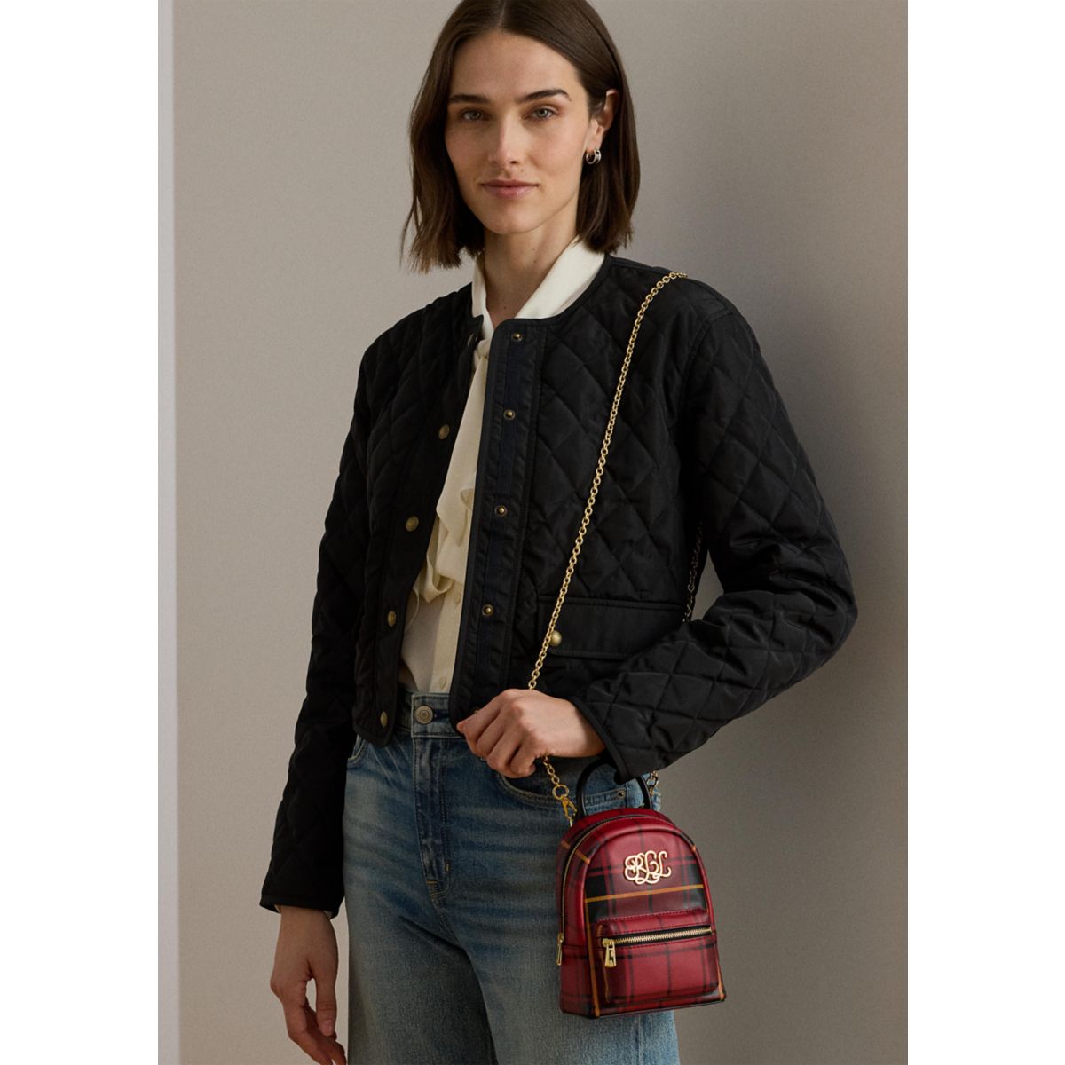 Plaid Leather Mini Stevie Crossbody - 1