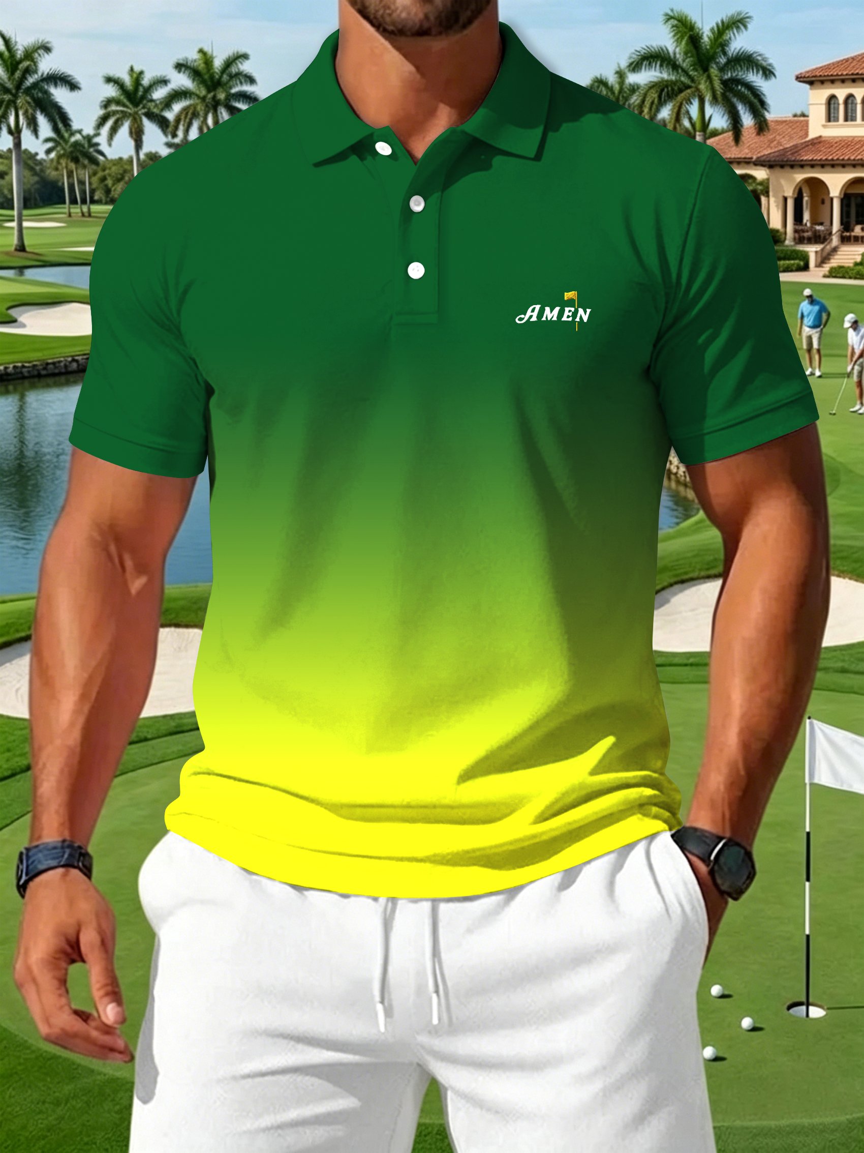 Golf estampado casual Polo para hombre