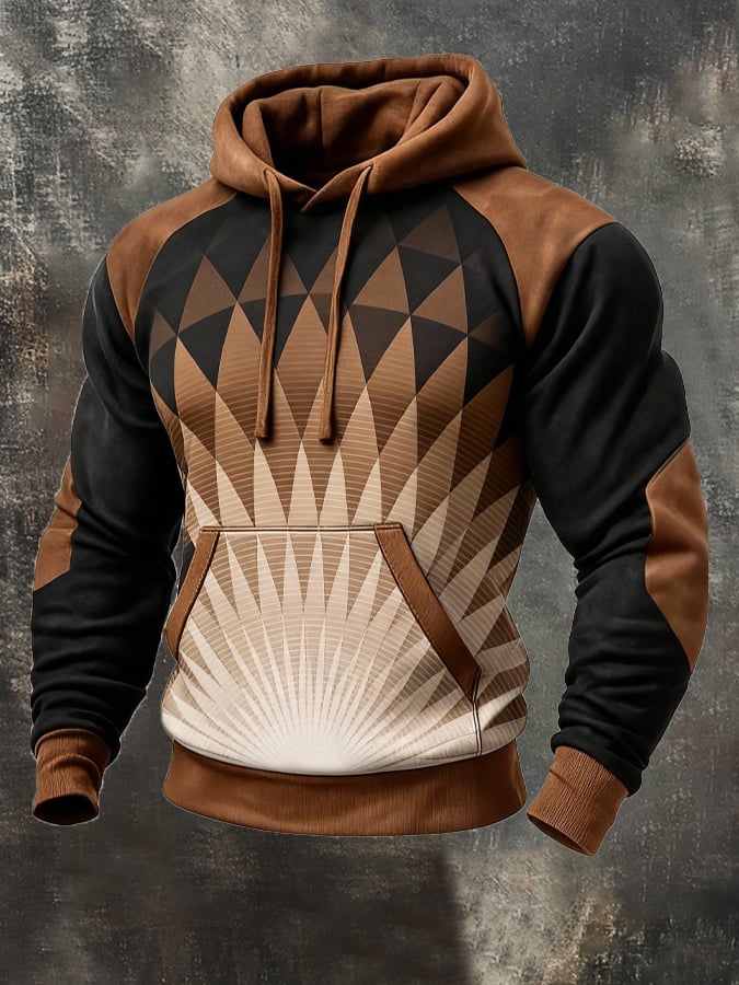 para hombre retro Distressed en bloques de color Print casual de manga larga Sweacamiseta