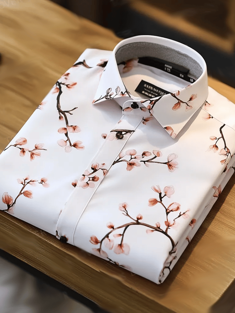 Camisa de lujo vintage de manga larga para hombre