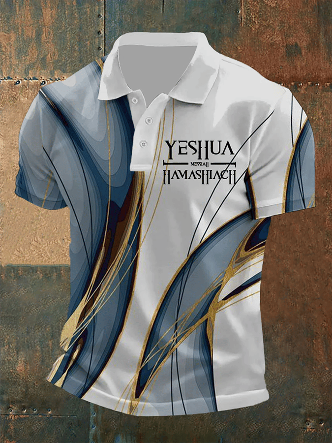 Camisa polo retro Faith casual estampado para hombre