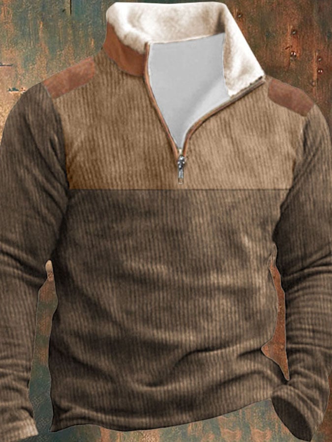 Sudadera casual cierre Stand cuello de manga larga estampado