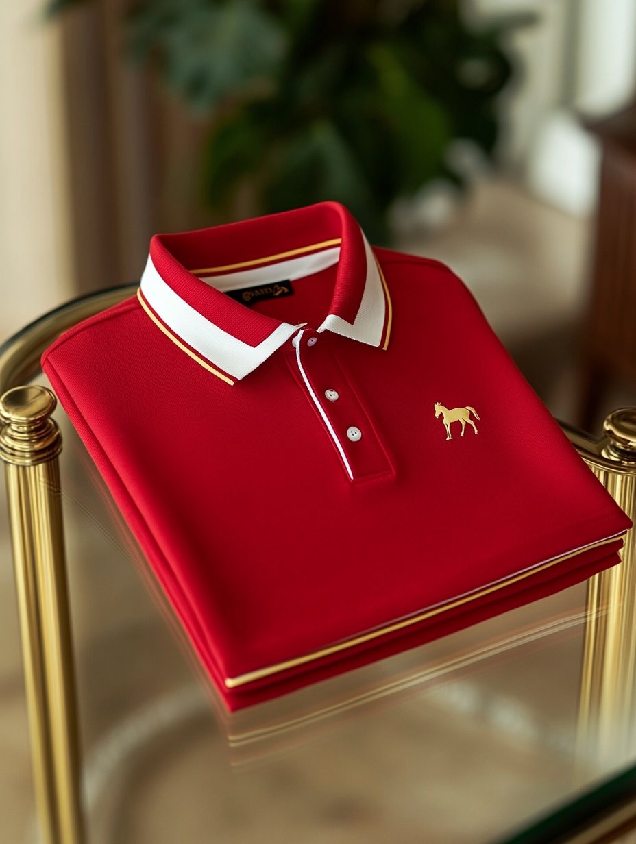 Camisa polo ejecutivo casual Horseback Rider con botones de manga corta para hombre