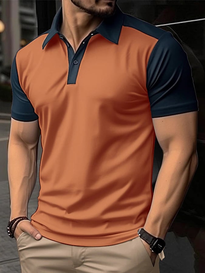 Casual Color Contrast Polo para hombre
