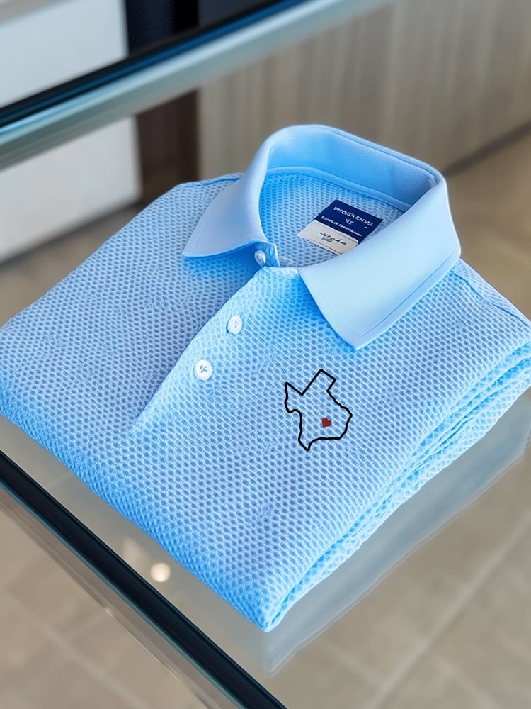 Camisa polo ejecutivo casual Texas Button de manga corta para hombre