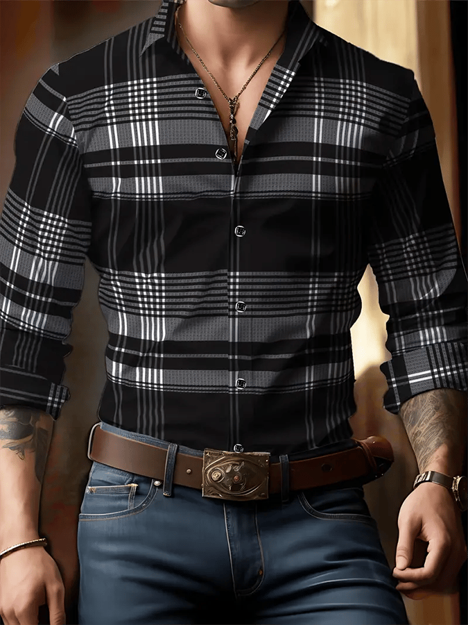 Camisa a cuadros ejecutivo casual para hombre