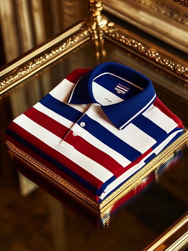 Camisa polo ejecutivo rayas Logo estampado de manga corta para hombre
