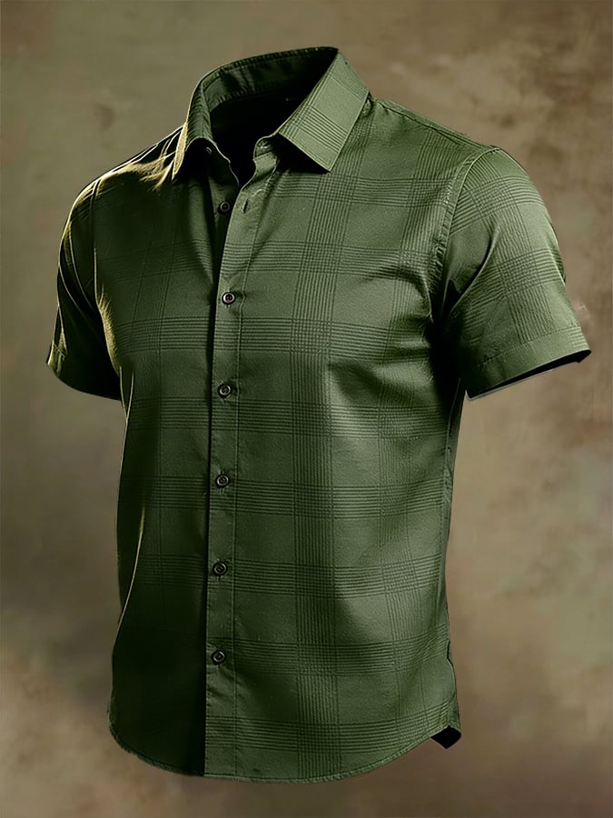 Camisa retro Bauhaus Geometric de manga corta para hombre