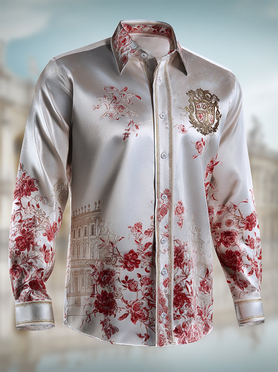 Camisa Luxe satén de manga larga para hombre