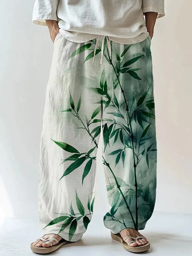 Pantalón Ink Art Bamboo estampado casual para hombre