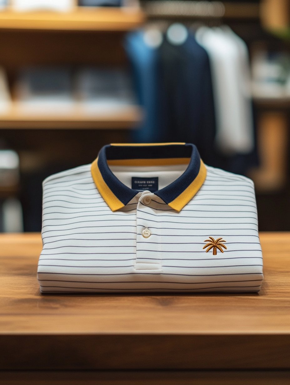 Camisa polo ejecutivo rayas Logo con botones de manga corta para hombre