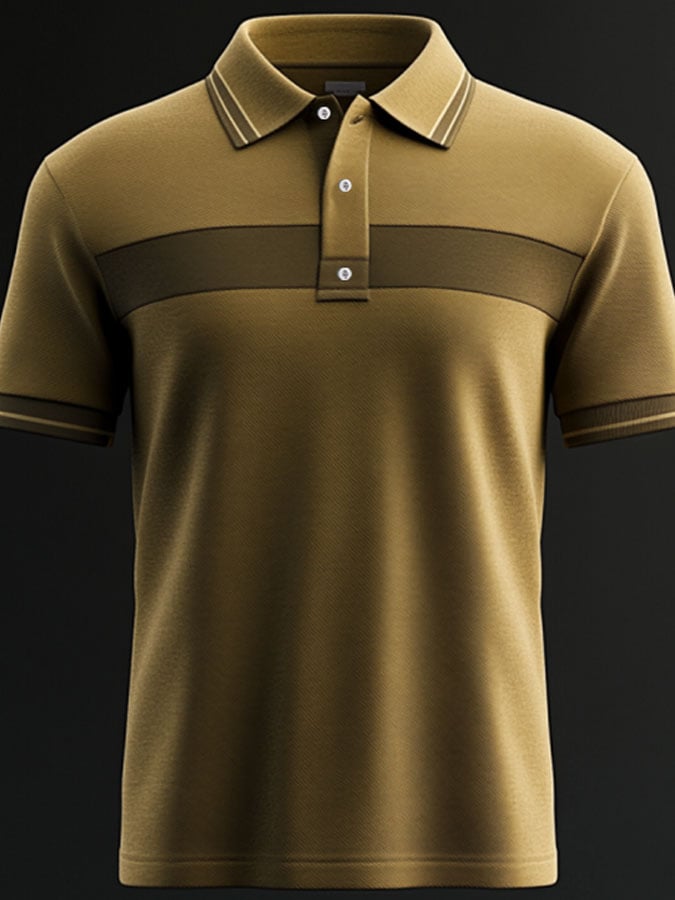 Camisa polo casual clásico Contrast Color estampado ejecutivo de manga corta para hombre