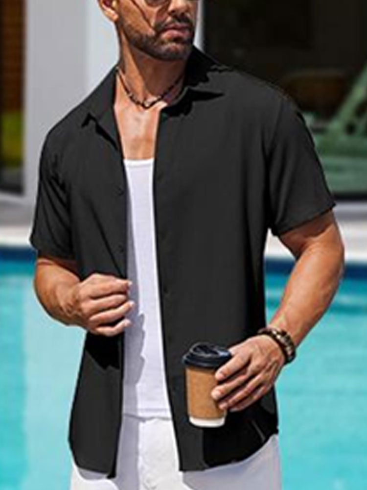 Camisa de color sólido casual para hombre