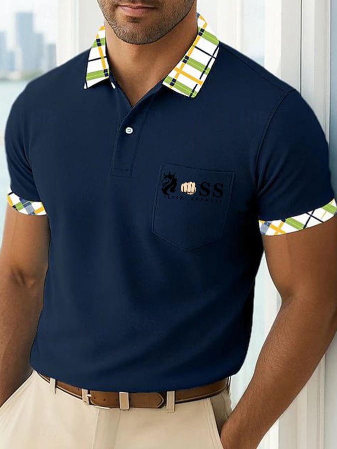 Camisa polo de moda ejecutivo Letter estampado casual para hombre