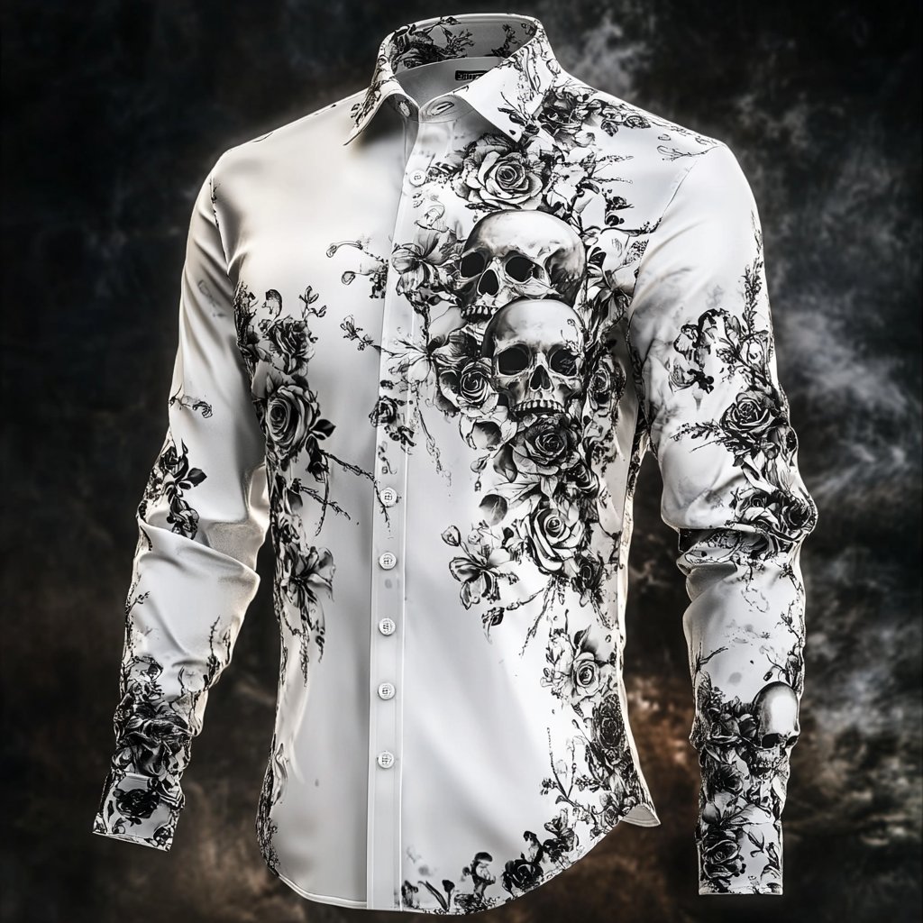 Camisa vintage Art Skull para hombre