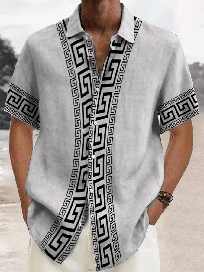 Camisa vintage Textured estampado casual para hombre