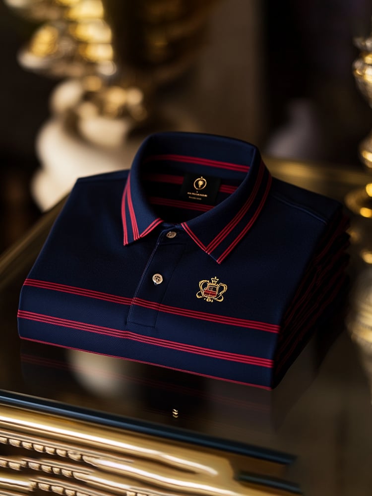 Camisa polo clásico ejecutivo Check Logo Button de manga corta para hombre