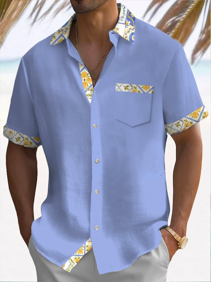 Camisa casual Italian Resort de manga corta para hombre