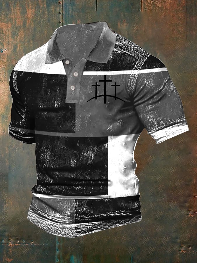 Casual retro Contrast Color Faith Polo para hombre
