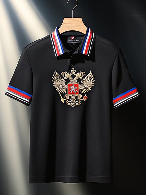 Camisa polo ejecutivo Eagle estampado Button para hombre