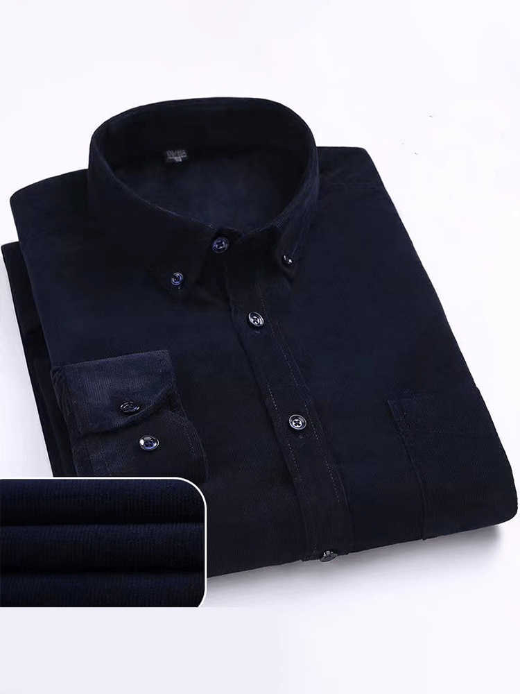 Camisa de algodón pana de manga larga para hombre