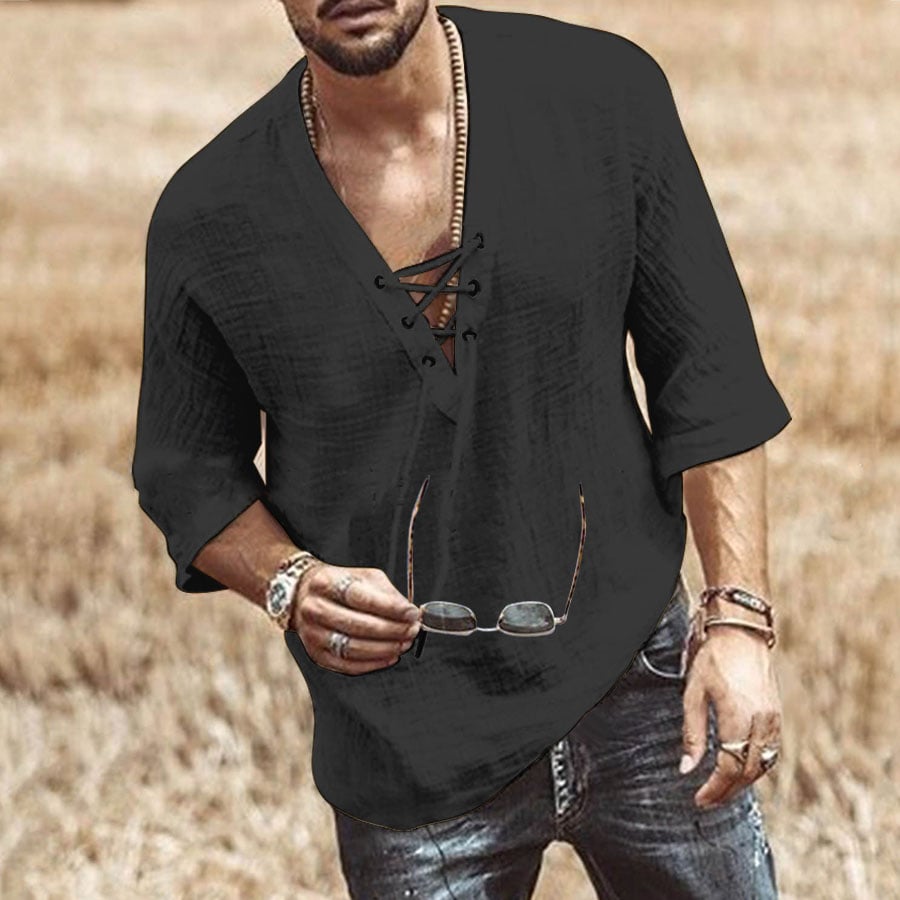 Camiseta casual de lino para hombre