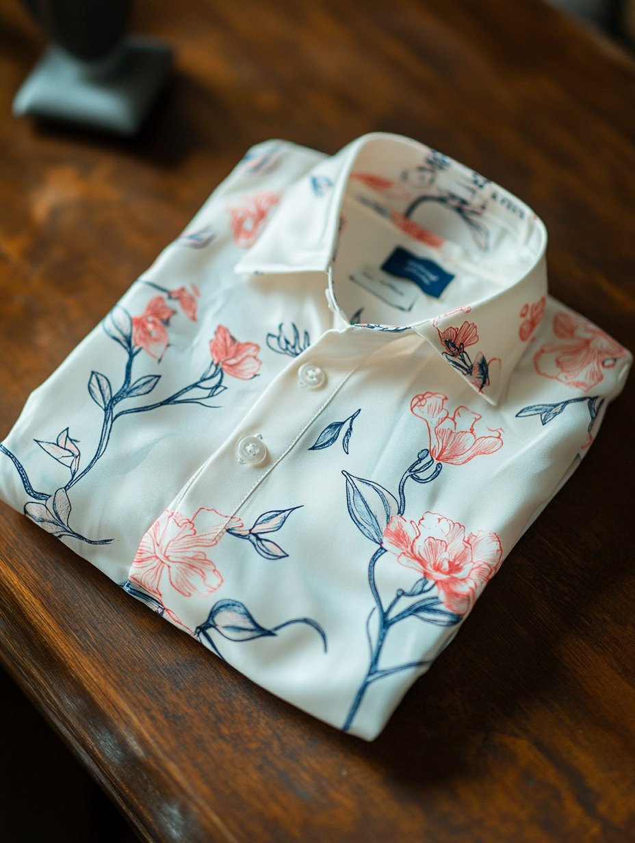 Camisa ejecutivo casual floral solapa de manga corta para hombre
