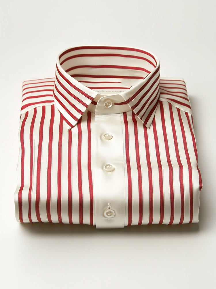 Camisa ejecutivo casual Red a rayas solapa de manga corta para hombre