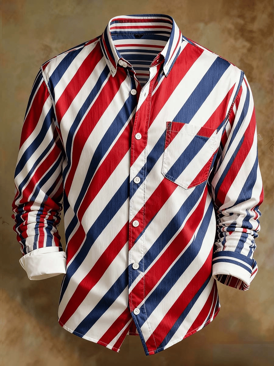 Camisa retro Abstract Art estampado Comfortable ejecutivo Style para hombre