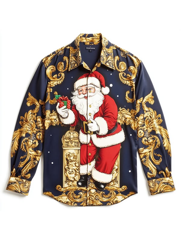 Camisa seda Christmas de lujo ejecutivo de manga larga para hombre