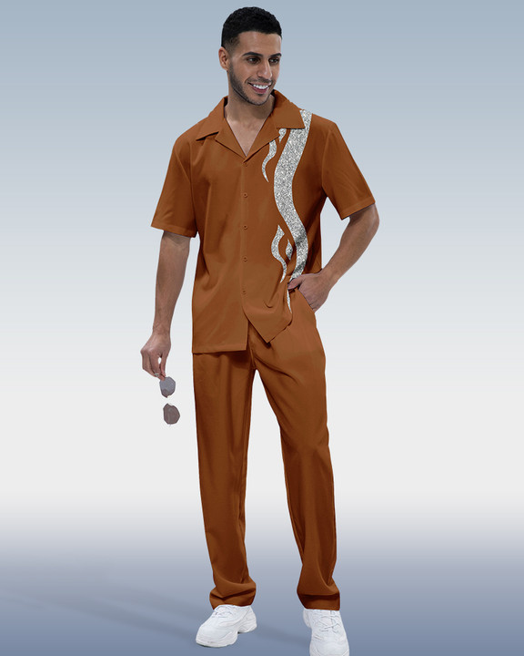 Rianmond Art estampado de manga corta Walking Suit188 para hombre