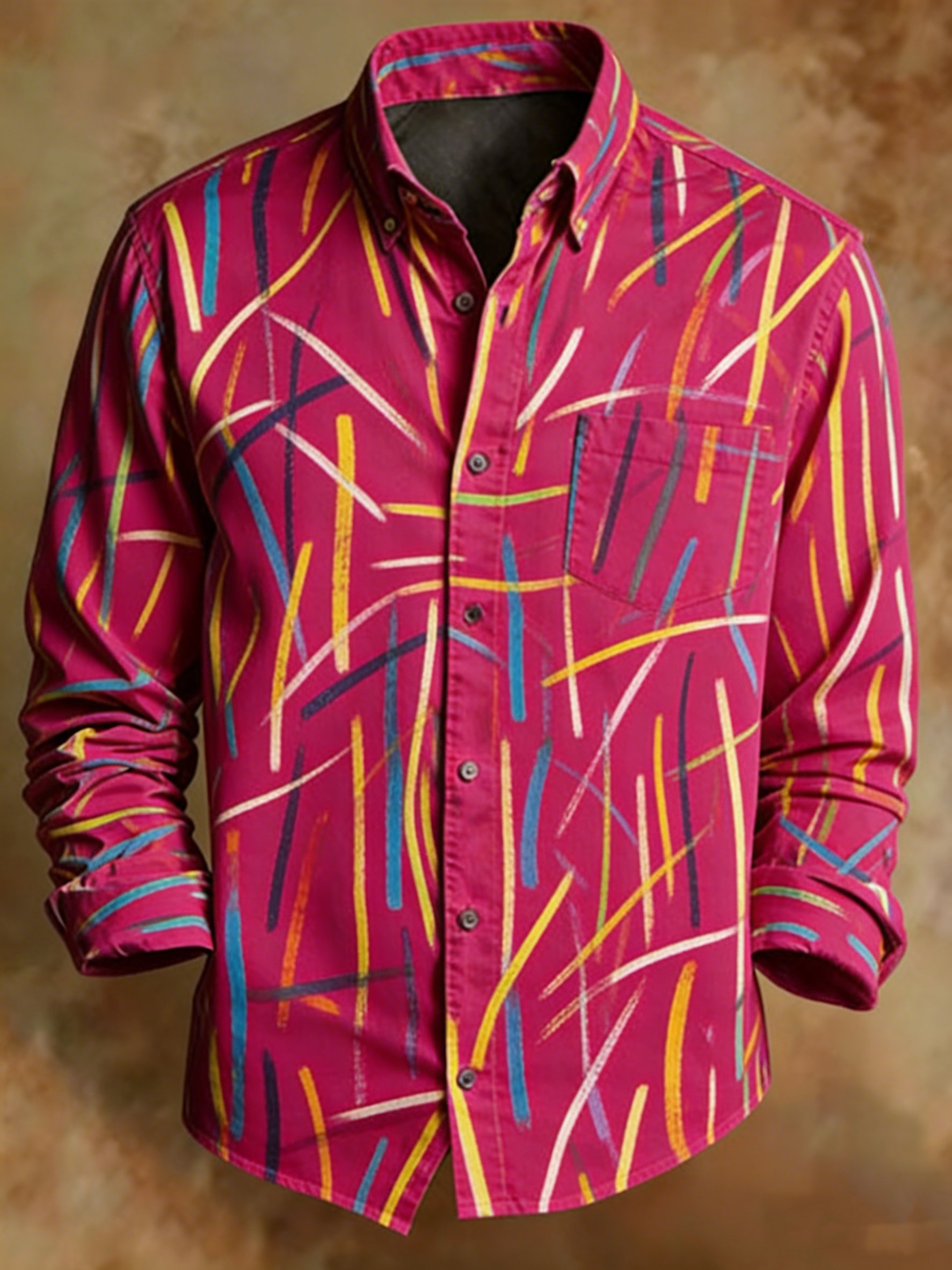 Retro Abstract Lines Princamiseta para hombre