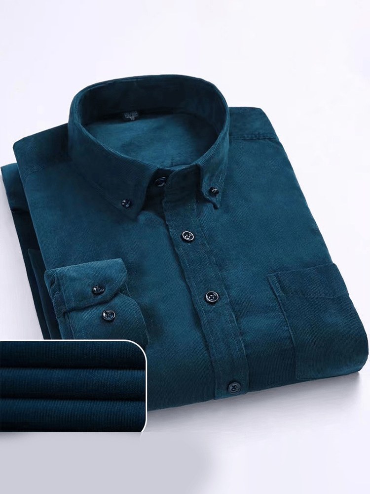 Camisa de algodón pana de manga larga para hombre